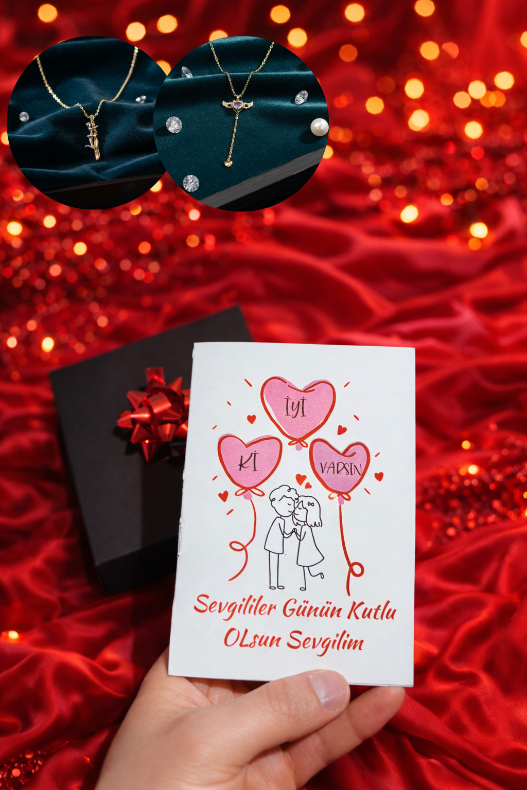 Sevgiliye Zarif ve Romantik “Seni Seviyorum” Mesajlı Özel Sunumlu Kolye