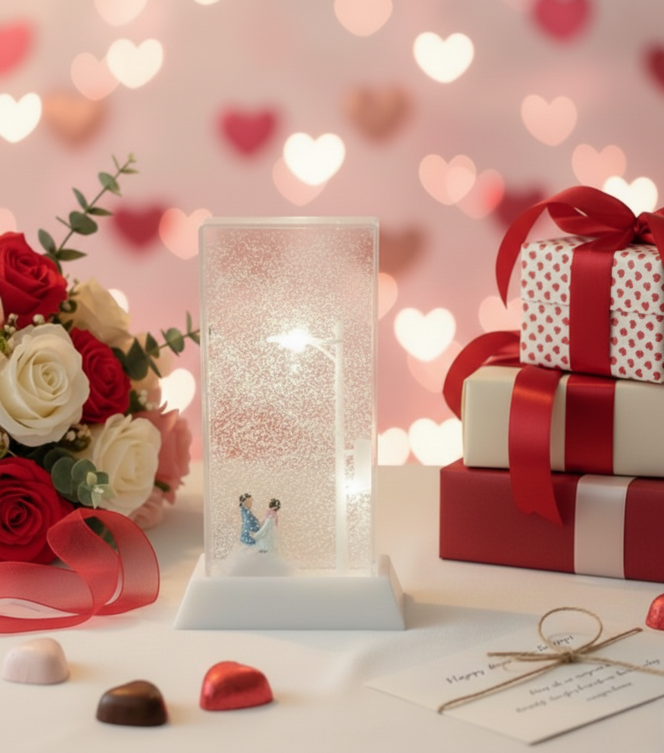 Sokak Lambalı Aşıklar Kar Küresi – Sevgili Figürlü Romantik Sevgililer Günü Hediyesi