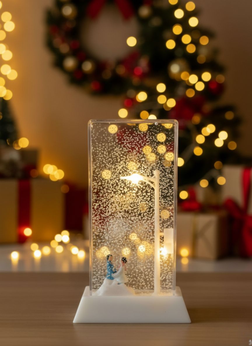 Sokak Lambalı Aşıklar Kar Küresi – Sevgili Figürlü Romantik Sevgililer Günü Hediyesi